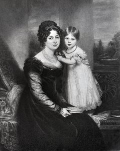 La reina Victoria de bebé con su madre la duquesa de Kent, c.1822